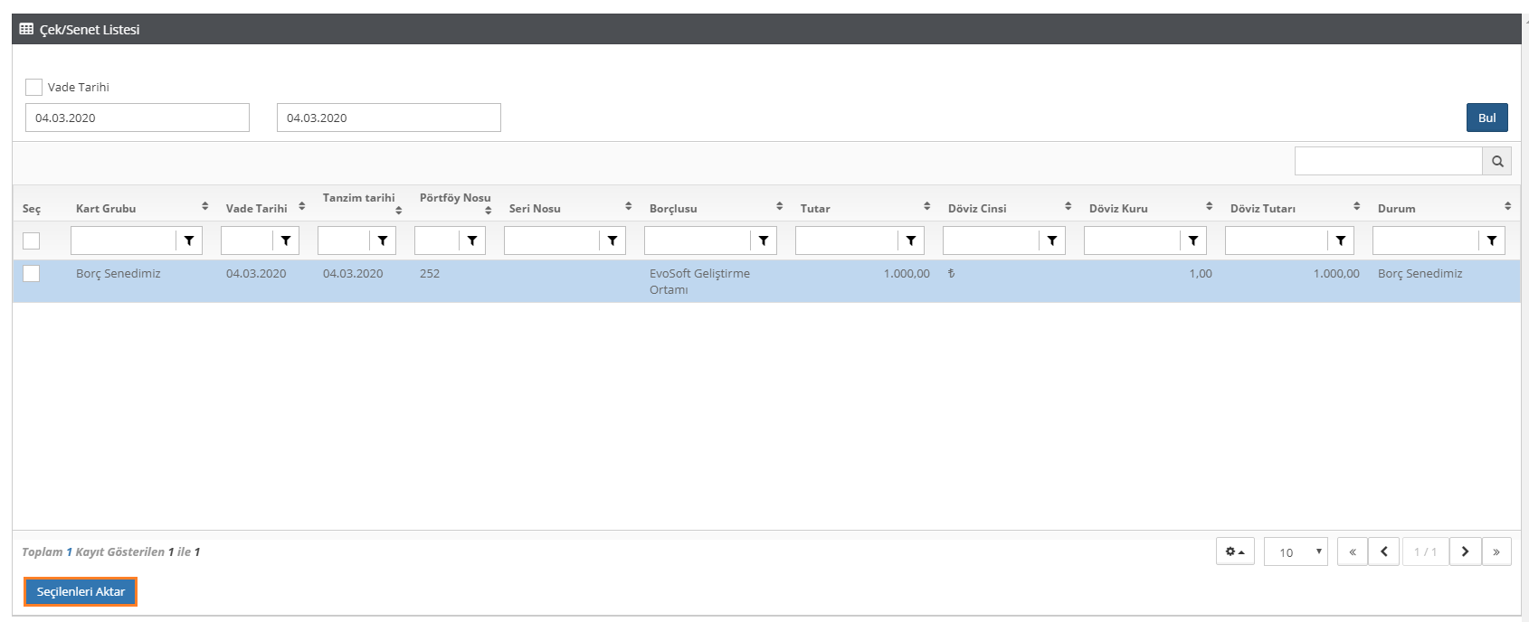 müşteri protesto senet